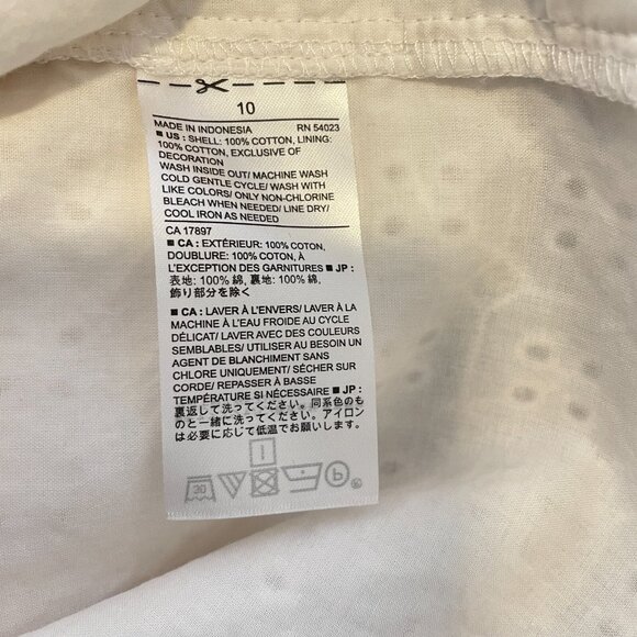 Banana Republic Sheath Dress Womens Size 10 White Eyelet Round Neck Back Zip - Picture 15 of 15